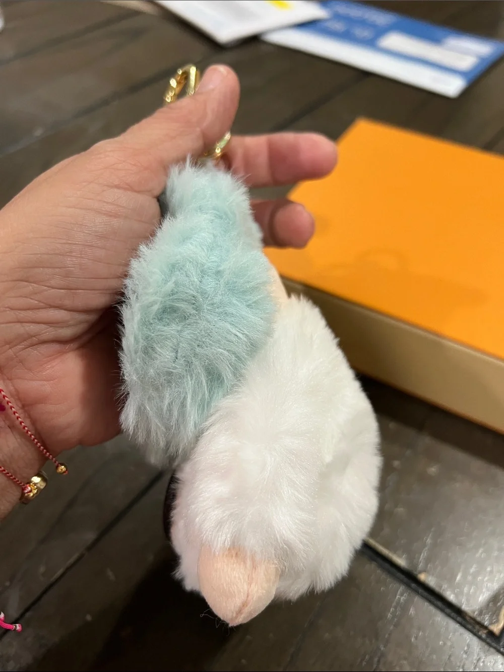 Light Blue and White Furry Monogram Charm
